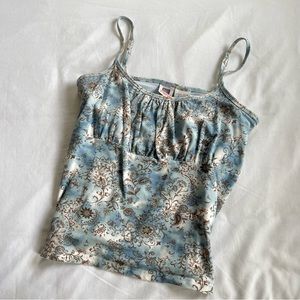Y2K | Faded Glory Stretch Paisley Blue Spaghetti Strap Tank | SZ 12/14